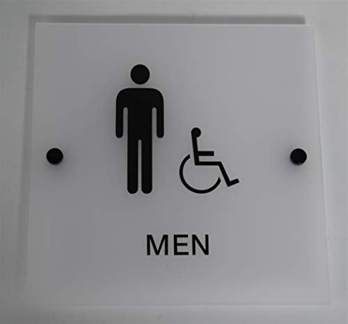 Custom Product Solutions Designer ADA Men Women Restroom Sign Set with Braille and Stand Off Mounts, 9" Square Frosted - Image 2