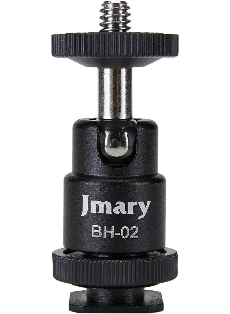 جيه ماري حامل ثلاثي معدني للكاميرا مع رأس كروي 360 درجة BH-02، تصميم معدني احترافي للتحكم الدقيق والسلس، متوافق مع الحامل الثلاثي والحامل الأحادي بموصل UNC 1/4، خفيف الوزن وسهل الحمل، مثالي للتصوير الفوتوغرافي الاحترافي أثناء السفر، وتصوير المناظر الطبيعية، والصور الشخصية، ومقاطع الفيديو - Image 1