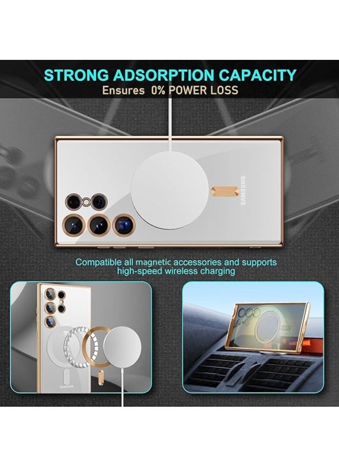 MIGOFAST Galaxy S24 Ultra Magnetic Case Compatible with MagSafe  Luxury Plating Design Galaxy S24 Ultra Case with Camera Lens Protector Soft TPU Bumper for Samsung Galaxy S24 Ultra 6.8” Gold - Image 4