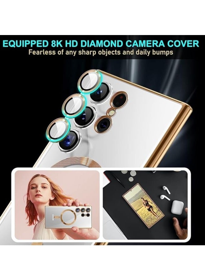 MIGOFAST Galaxy S24 Ultra Magnetic Case Compatible with MagSafe  Luxury Plating Design Galaxy S24 Ultra Case with Camera Lens Protector Soft TPU Bumper for Samsung Galaxy S24 Ultra 6.8” Gold - Image 5