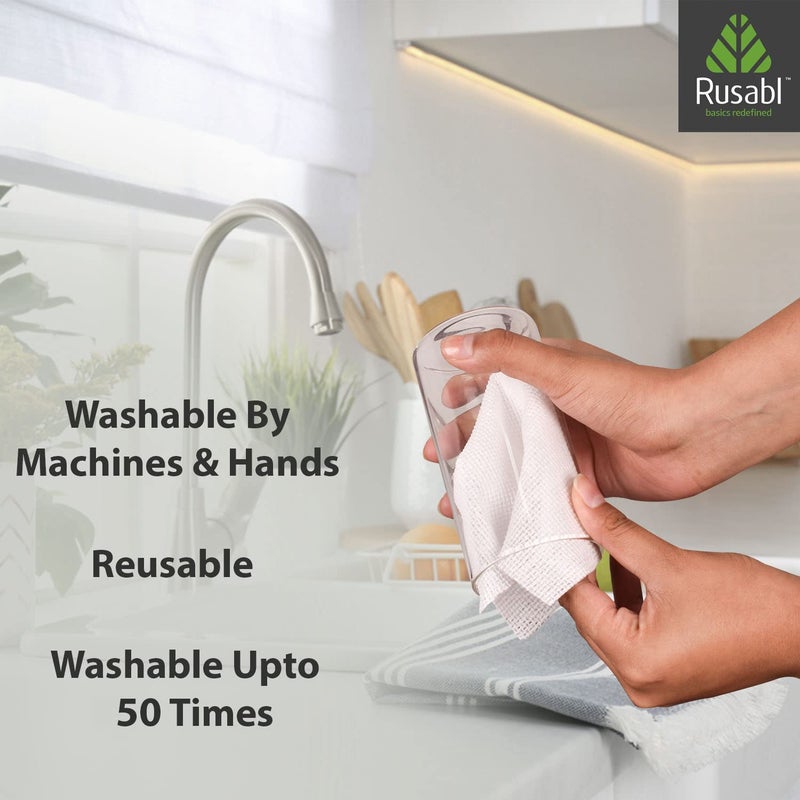 Rusabl لفافة مناشف مطبخ عضوية للتنظيف، قماش تنظيف قابل لإعادة الاستخدام من الخيزران، مناشف ورقية بدون شجر، صديقة للبيئة وقابلة للتحلل (50 ورقة) - Image 5