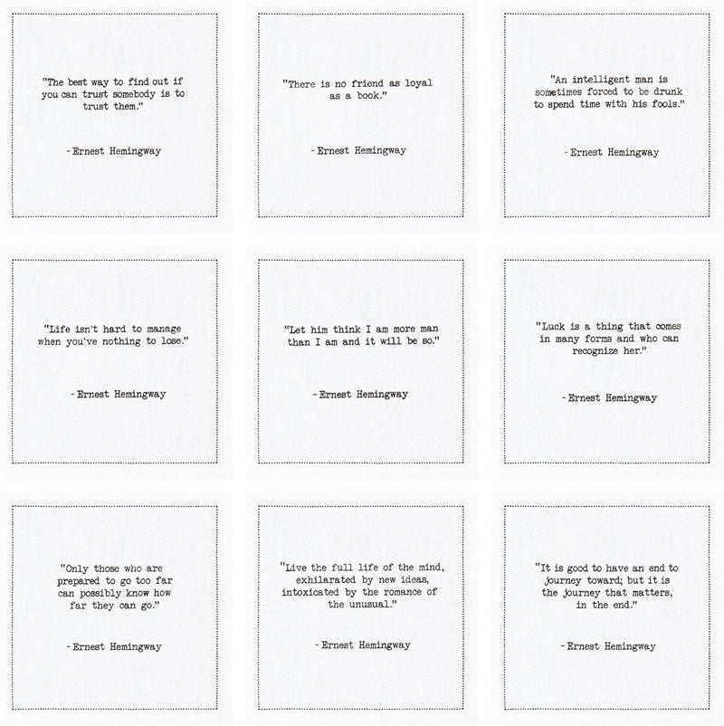 Five Star Napkins Hemingway Quotes White Cotton Cocktail Napkins Beverage Napkins Bar Napkins Cloth Napkins Party Napkins Events Holidays Weddings Birthdays Disposable 45 x 45 50x - Image 2