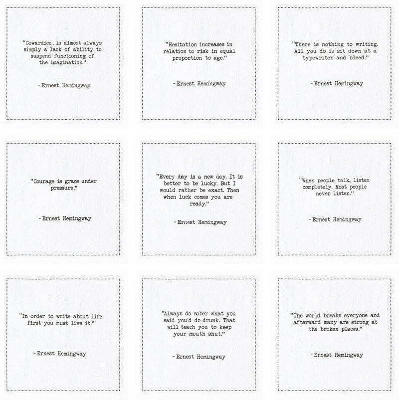 Five Star Napkins Hemingway Quotes White Cotton Cocktail Napkins Beverage Napkins Bar Napkins Cloth Napkins Party Napkins Events Holidays Weddings Birthdays Disposable 45 x 45 50x - Image 3