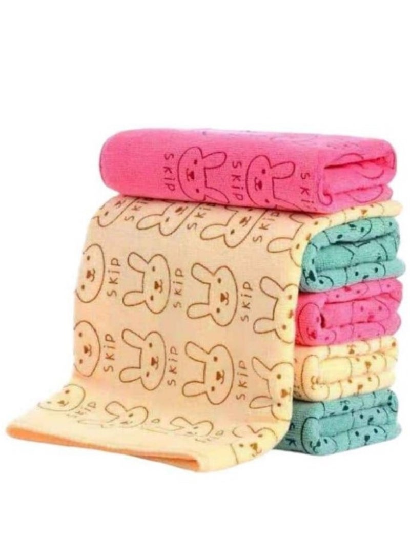 Generic "Set of 5 Ultra-Absorbent Microfiber Towels for Reuse - Microfiber Towel for Hair, Face, Kids, Kitchen, and Bathroom, Size 30x30 cm - Ideal Towel for Car Washing, Microfiber Cleaning Towels for Screens and Windows, Drying and Polishing - Five Random Color Pieces"