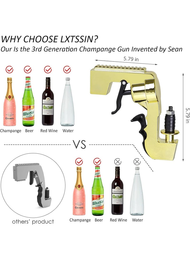 Champagne Gun Shooter, Adjustable Champagne Spray Gun, Sprayed Under Without Air Pressure, for Swimming Pool, Beach, Birthday Wedding Party Bar Tool, Gold - Image 3