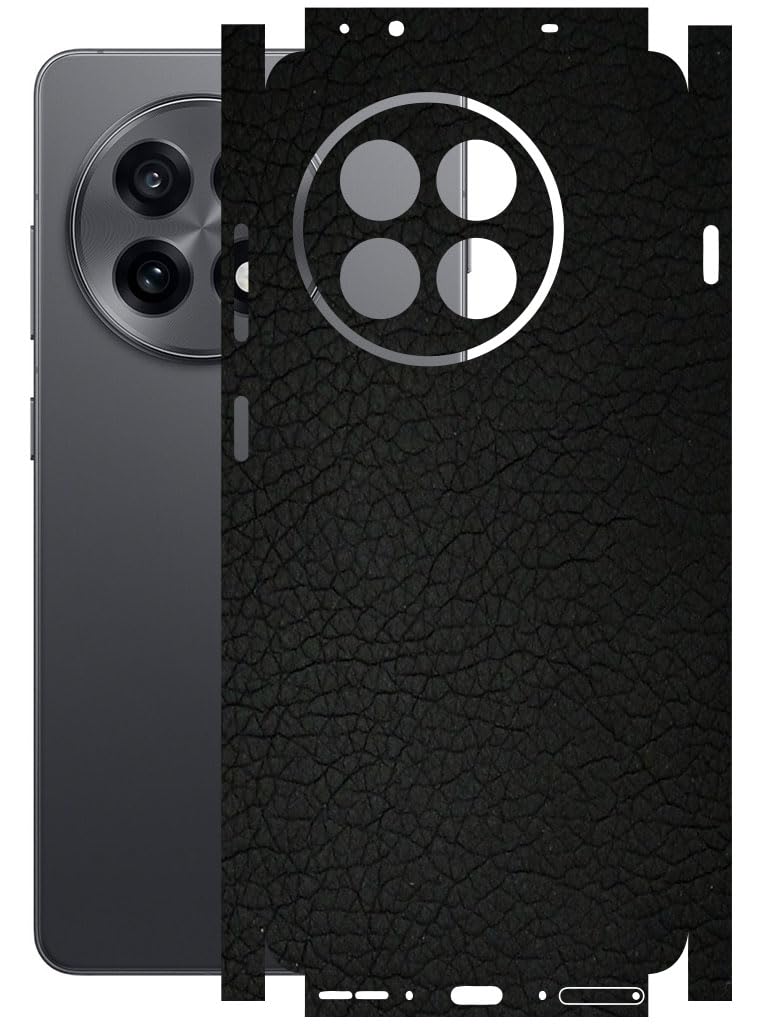 AtOdds - Full Body Back Screen Guard Protector Film - 3D Textured Lamination Wrap Skin Sticker for OnePlus 13R (5G) | Scratchproof Matte Finish (Design - Black Leather) - Image 1