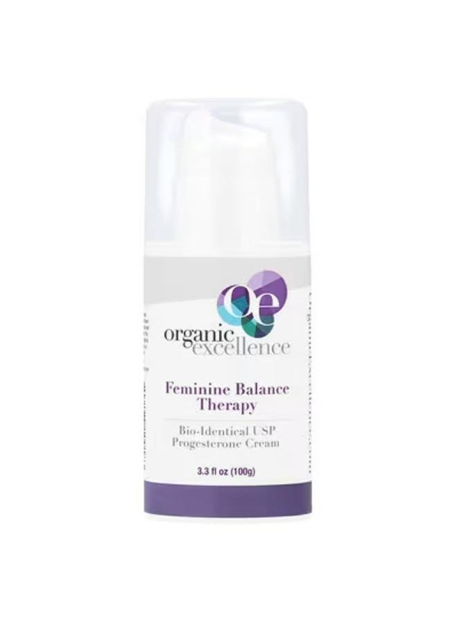 Organic Excellence - Feminine Balance Therapy, Bio-Identical USP Progesterone Cream, 3.3 fl oz (100 g) - Image 1