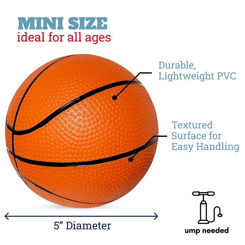 Botabee 5-Inch Mini Basketball Balls Set of 3 - Ideally Sized for Boys, Toddlers - Indoor and Outdoor Pool Basketball for Mini Hoops - Exciting Over The Door Ball Games - Orange and Black - Image 2