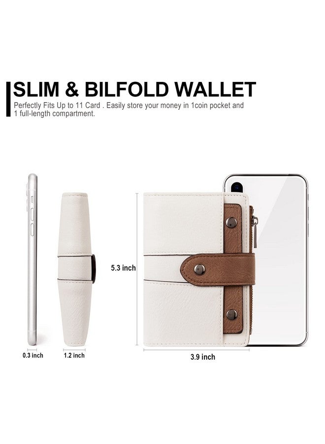 محفظة CLUCI صغيرة للنساء من الجلد قابلة للطي متعددة الاستخدامات وحامل بطاقات صغير منظم مصمم للسيدات بسحاب للعملات المعدنية مع نافذة قابلة للإزالة لبطاقة الهوية 0 بيج مع بني - Image 3