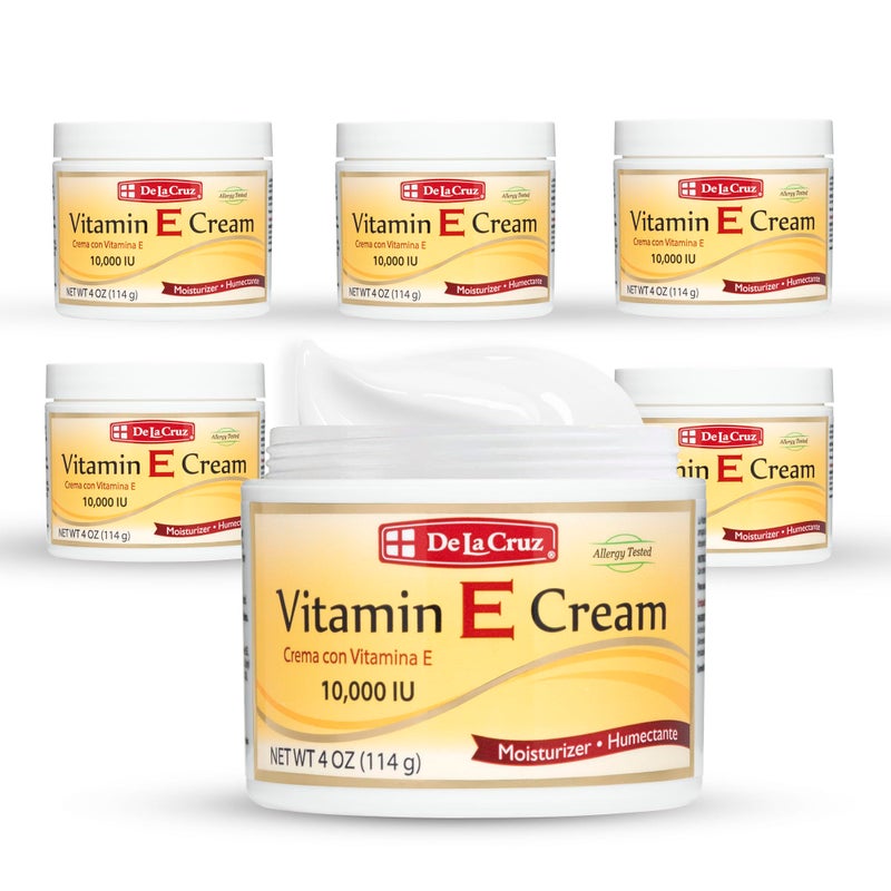 De La Cruz Vitamin E Cream Moisturizer for Face and Neck - Moisturizing Skin Care for All Skin Types - Made in USA - 4 OZ. (6 Pack) - Image 1