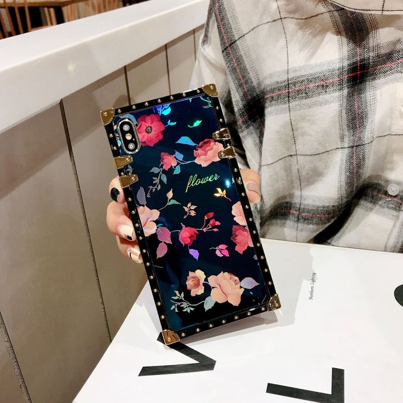 13 Laser Blue Flower Phone Case For Apple 16Pro Iphonex Luxury Samsung Note20 Electroplating 15 - Image 4