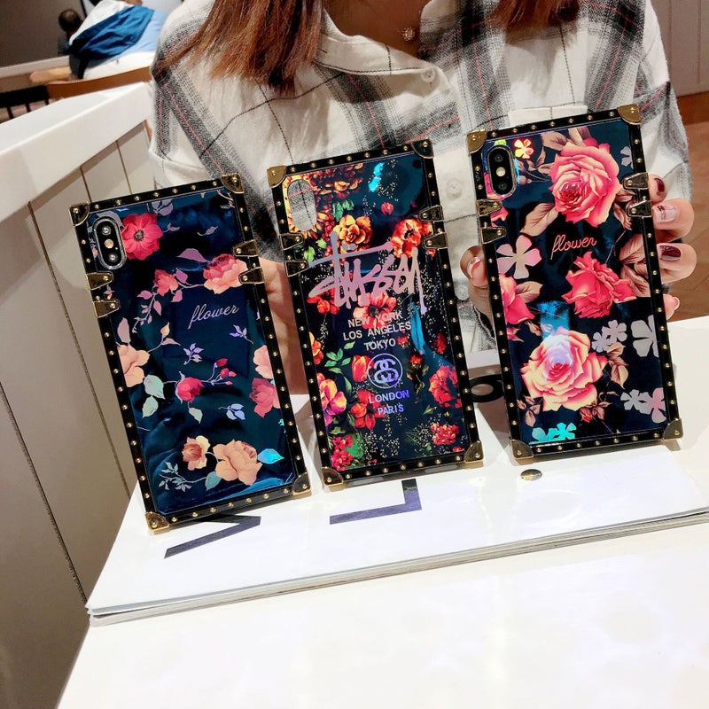 13 Laser Blue Flower Phone Case For Apple 16Pro Iphonex Luxury Samsung Note20 Electroplating 15 - Image 3