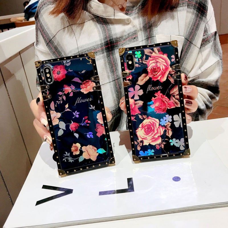 13 Laser Blue Flower Phone Case For Apple 16Pro Iphonex Luxury Samsung Note20 Electroplating 15 - Image 2