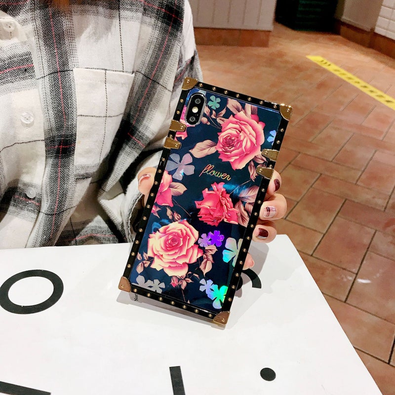 13 Laser Blue Flower Phone Case For Apple 16Pro Iphonex Luxury Samsung Note20 Electroplating 15 - Image 5