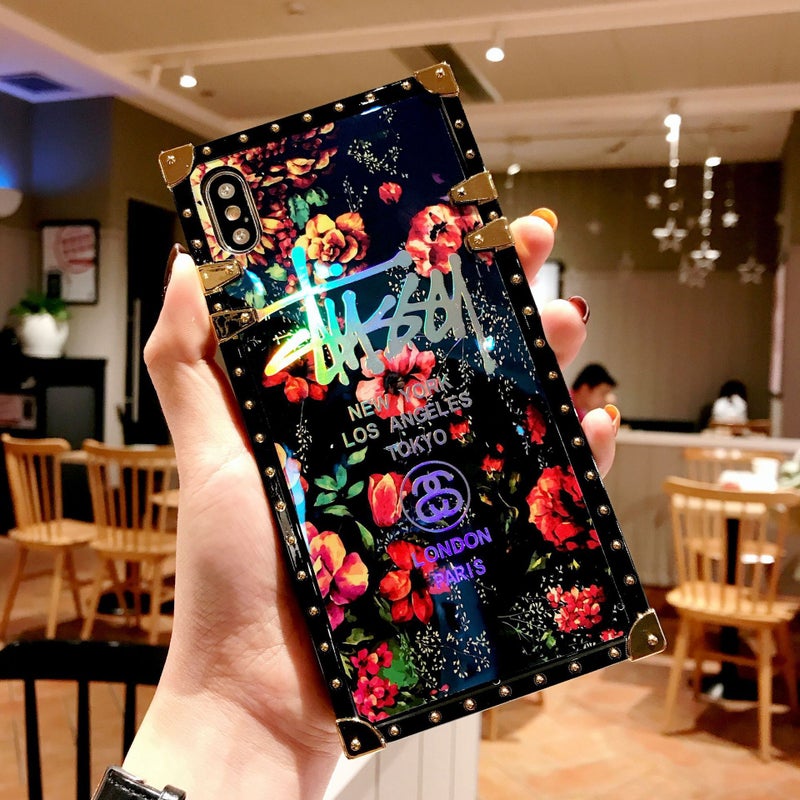13 Laser Blue Flower Phone Case For Apple 16Pro Iphonex Luxury Samsung Note20 Electroplating 15 - Image 1