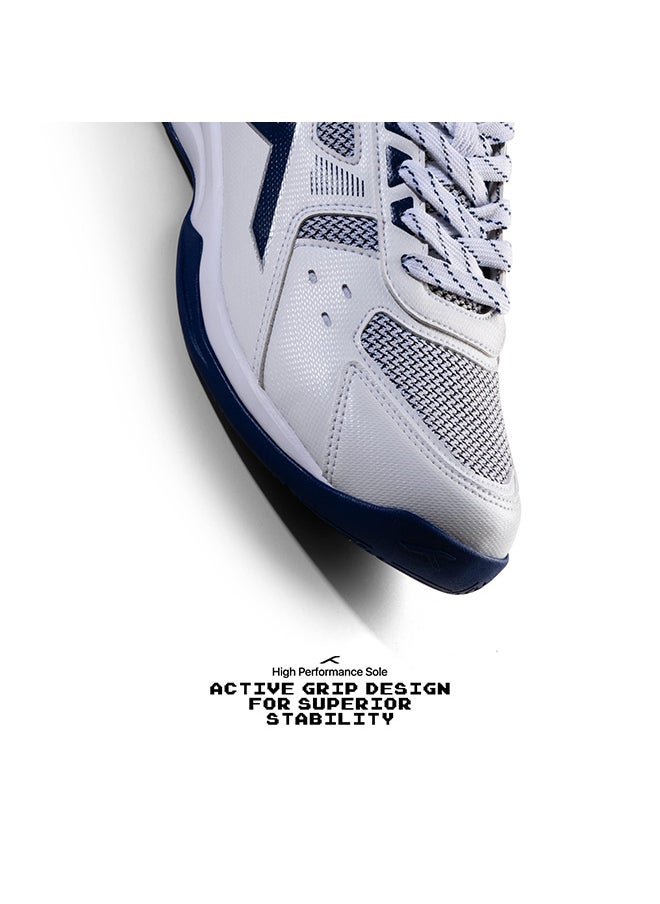 HUNDRED Raze Badminton Shoes  (White/Blue, 8UK)  Non Marking | Also Perfect for Squash, Table Tennis, Volleyball, Basketball & Indoor Sports | Lightweight & Durable | X-Cushion| Active Grip Sole  - Image 5