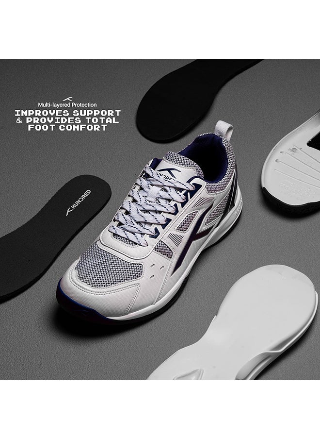 HUNDRED Raze Badminton Shoes  (White/Blue, 8UK)  Non Marking | Also Perfect for Squash, Table Tennis, Volleyball, Basketball & Indoor Sports | Lightweight & Durable | X-Cushion| Active Grip Sole  - Image 2