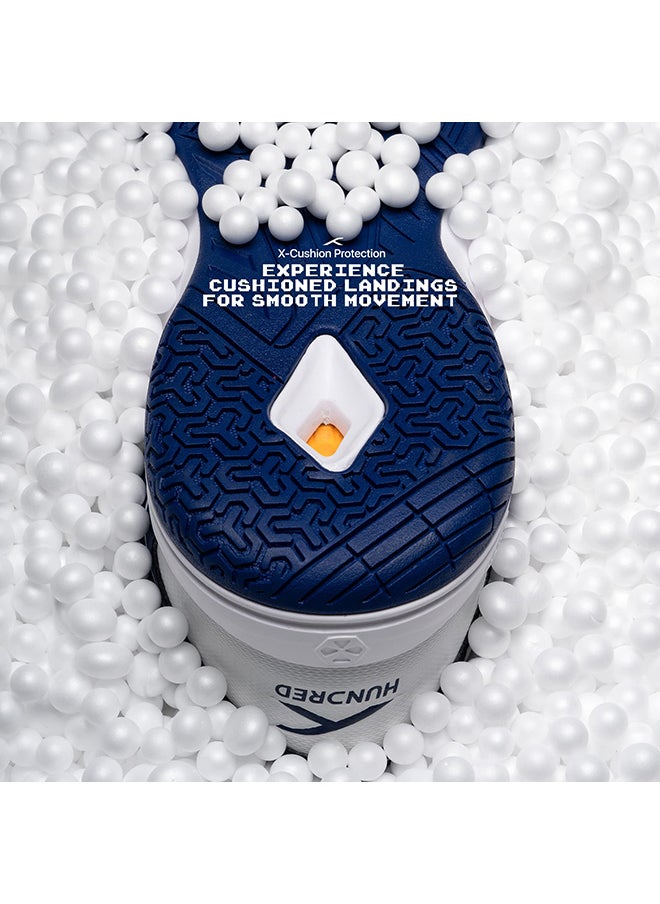 HUNDRED Raze Badminton Shoes  (White/Blue, 8UK)  Non Marking | Also Perfect for Squash, Table Tennis, Volleyball, Basketball & Indoor Sports | Lightweight & Durable | X-Cushion| Active Grip Sole  - Image 4