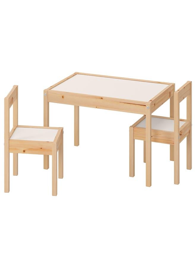 erorex Children's table with 2 chairs, white/pine - Image 1