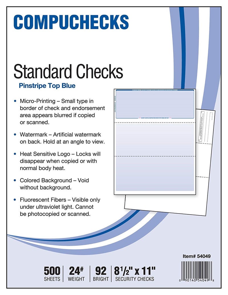 Compuchecks Business Voucher Check Stock - 500 Sheets, Check on Top, Blue Pinstripe - Image 5