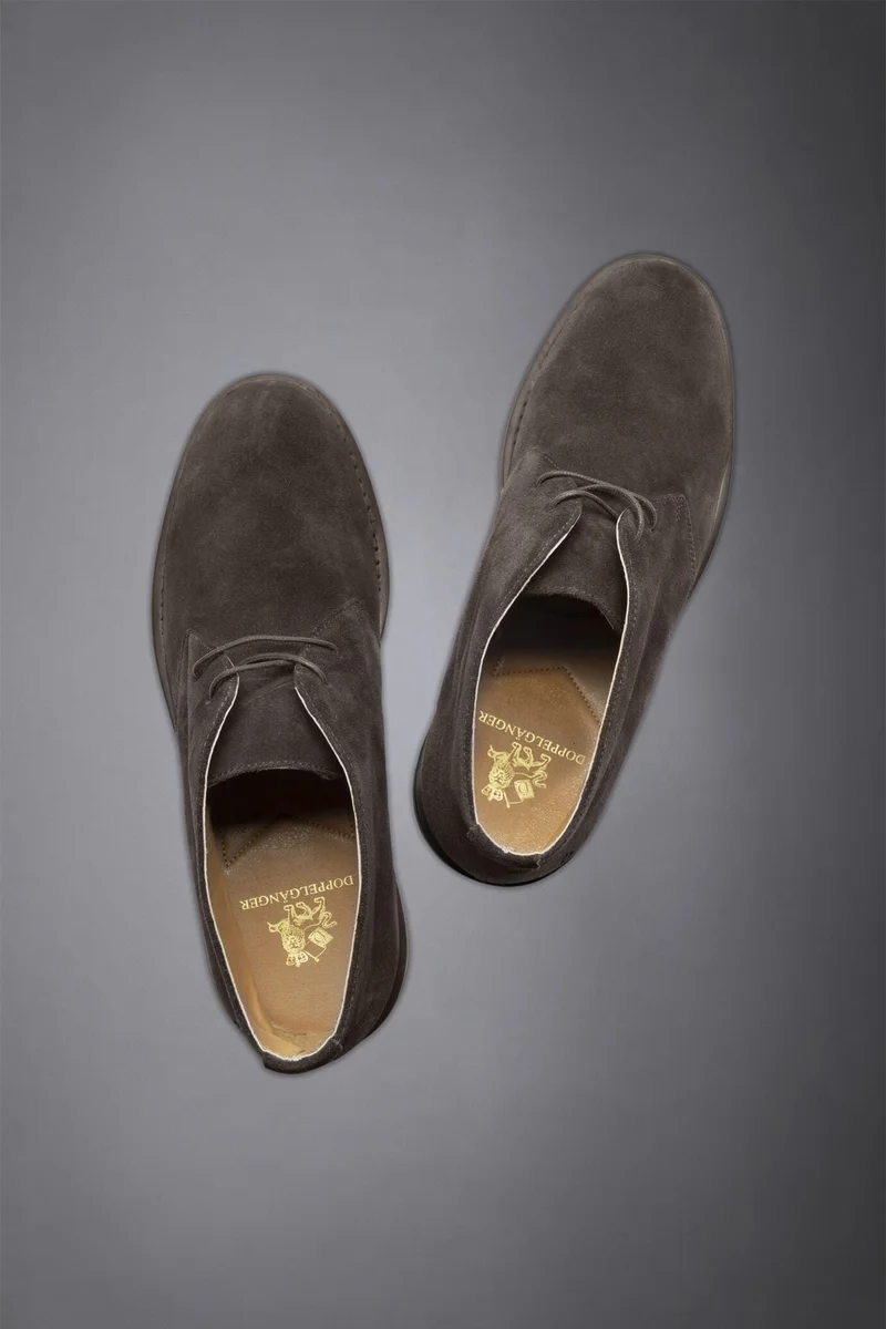 Doppelganger Brown 100% suede leather desert boots with rubber sole - Brown for Men | Best Price UAE