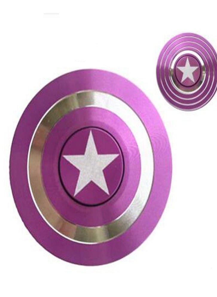 Captain America Shield Finger Hand Spinner Fidget, Super Smooth Long Rotation, Metal Spinner, Stress Relief Toys for Kids/ Adults (Purple)