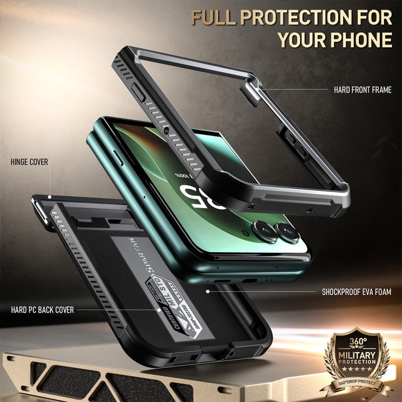 Poetic Spartan Case for Motorola Moto Razr Ultra 2025,[Kickstand][Hinge Protection][20FT Mil-Grade Drop Tested], Full-Body Rugged Shockproof Protective Cover with Kickstand, Metallic Gun Metal - Image 3