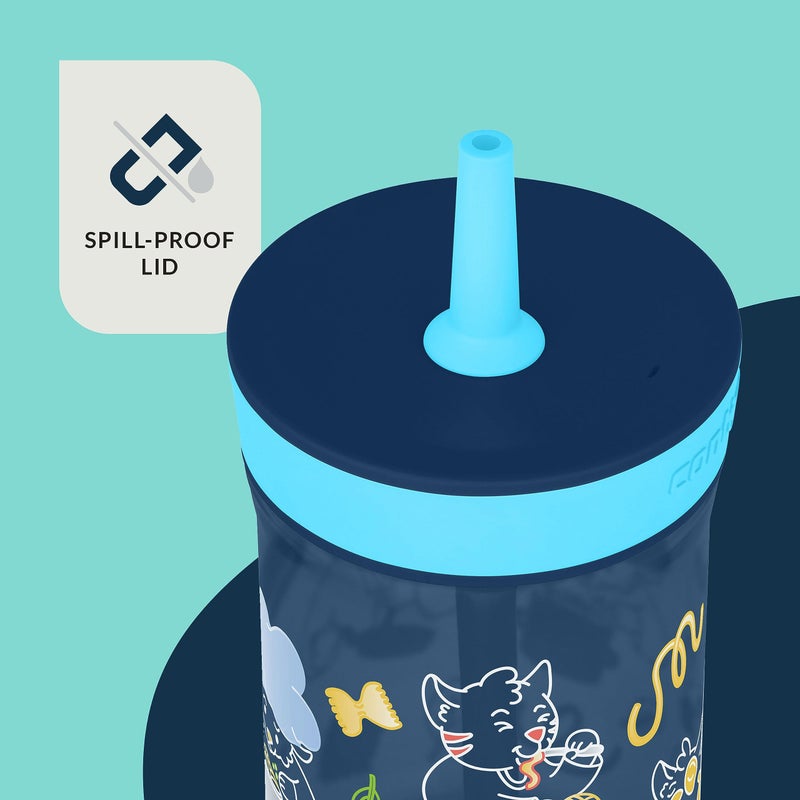 Contigo Kidsâ€™ Leighton Straw Tumbler with Spill-Proof Lid 14oz. 2 Pack Blueberry & Jade - Image 2