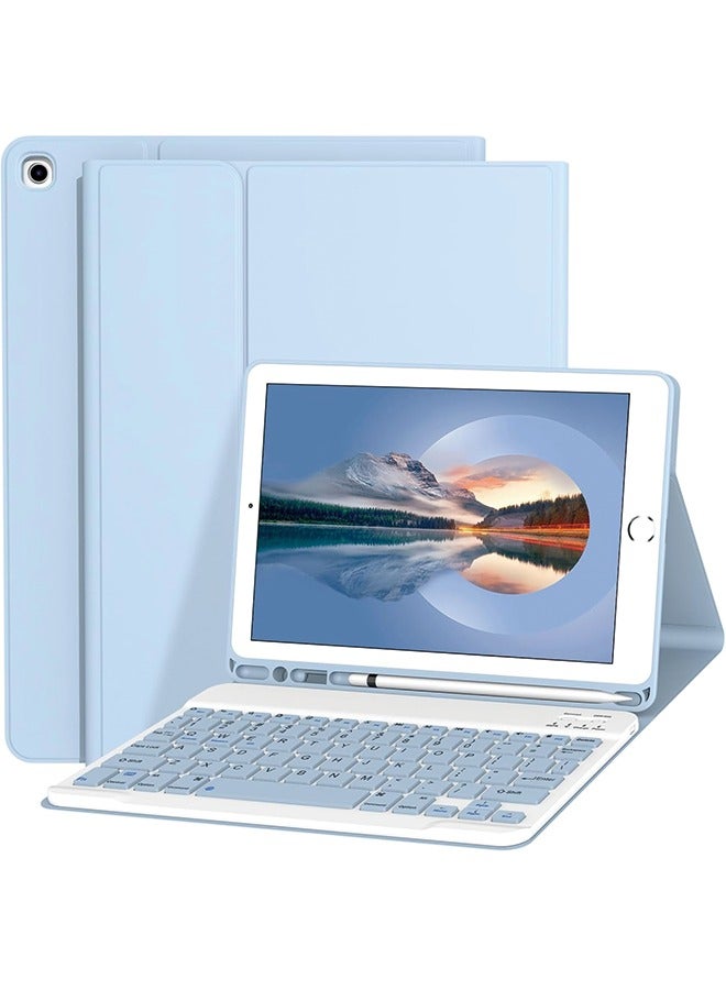 Keyboard Case for iPad 9th/8th/7th Generation 10.2 Inch [Magnetic Detachable Wireless Keyboard][Support 3 System] Flip Stand Case with Pencil Holder for iPad 10.2 2021/2020/2019, Blue  - Image 1