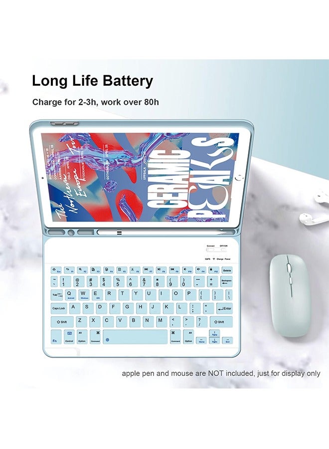 Keyboard Case for iPad 9th/8th/7th Generation 10.2 Inch [Magnetic Detachable Wireless Keyboard][Support 3 System] Flip Stand Case with Pencil Holder for iPad 10.2 2021/2020/2019, Blue  - Image 5