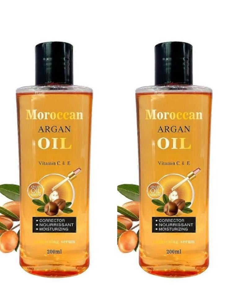 سيروم زيت الأرغان المرطب والمفتح لتدليك الوجه والجسم والشعر 200 مل قطعتين