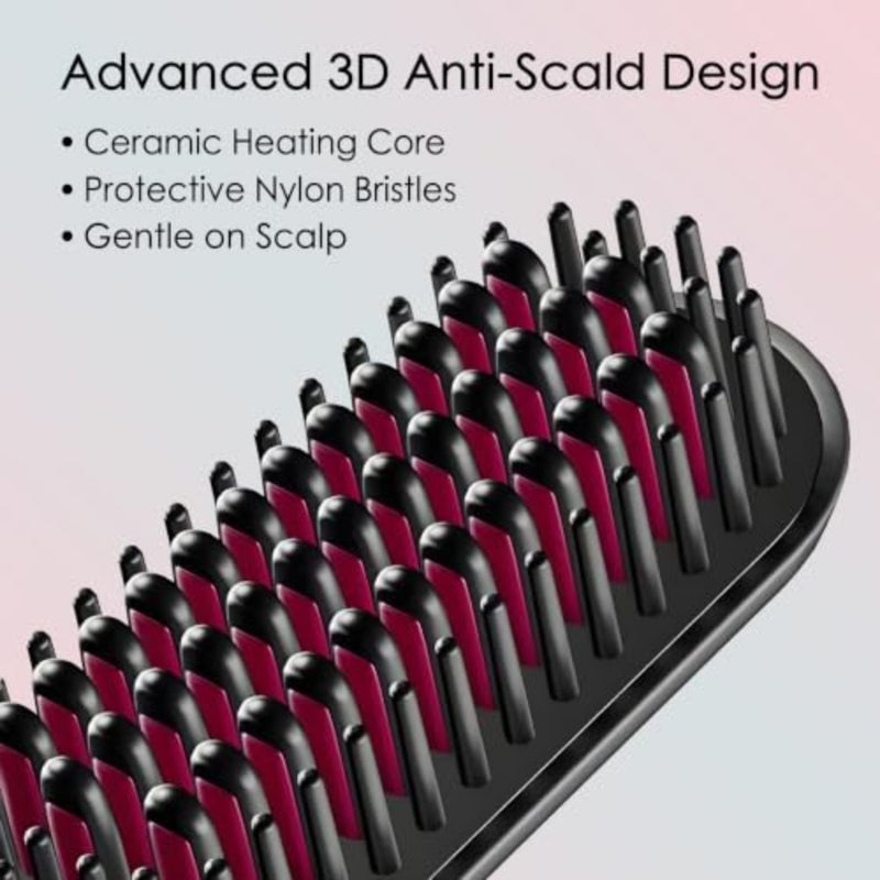 فرشاة تمليس الشعر اللاسلكية المطورة من Go Brush Pro 2026، أيونية مضادة للتجعد، تسخين سريع MCH، مضادة للحرق، 3 مستويات للحرارة، شحن سريع 4000 مللي أمبير من النوع C، أداة تصفيف محمولة للسفر للنساء - Image 5