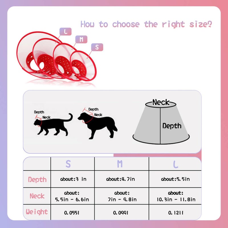 Andiker Pet Cone Recovery Dog Cone Adjustable Dog Collar Clear Padded Collar with Breathable Soft Edge, Plastic Puppy Cone Protect The Neck Surgery Recovery, Designed for Cats and Puppies (Medium, Pink) - Image 2