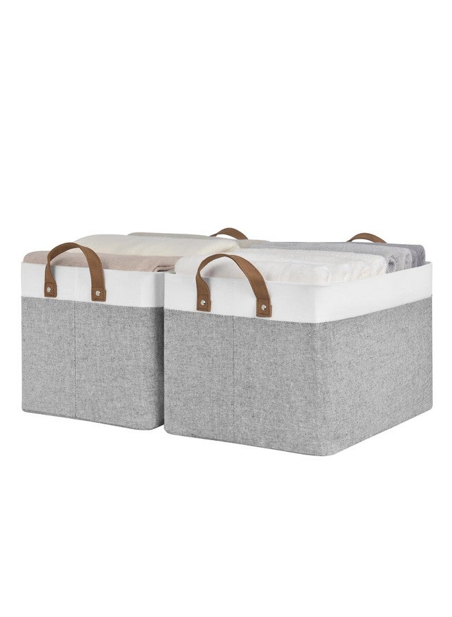 StorageWorks Storage Bins, Shelves Baskets for Organizing, Large Fabric Closet Organizers with Handles, Metal Frame, Gray and White, 2-Pack - Image 1