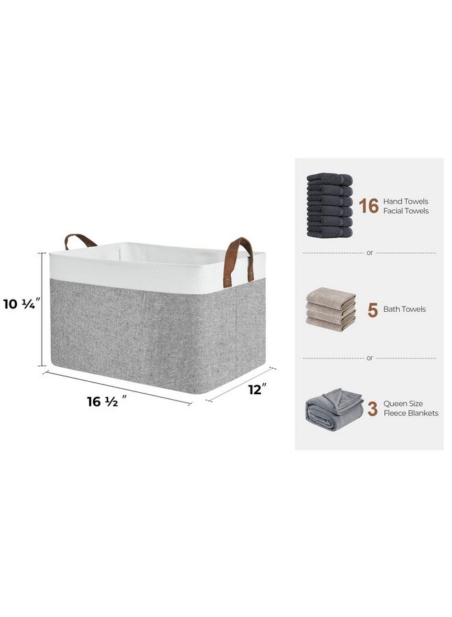 StorageWorks Storage Bins, Shelves Baskets for Organizing, Large Fabric Closet Organizers with Handles, Metal Frame, Gray and White, 2-Pack - Image 2