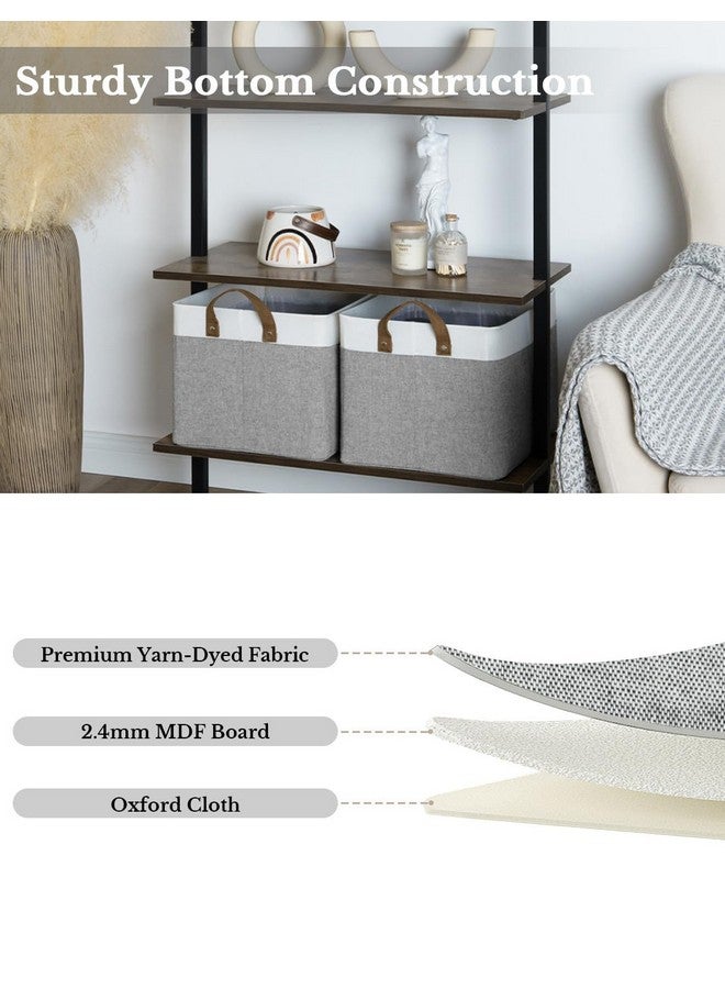 StorageWorks Storage Bins, Shelves Baskets for Organizing, Large Fabric Closet Organizers with Handles, Metal Frame, Gray and White, 2-Pack - Image 4