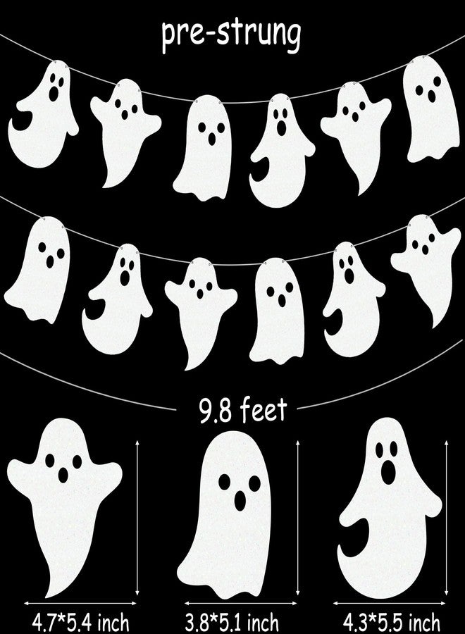 اوموني لافتات أشباح الهالوين المرعبة اللامعة لتزيين الهالوين، قطعتان من لافتات الأشباح البيضاء اللامعة المعلقة مسبقًا للمنازل المسكونة في الأماكن المغلقة والمفتوحة ومستلزمات ديكور حفلات استقبال المولود - Image 5