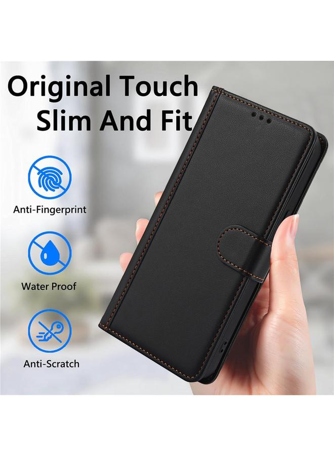 اس-توب جراب لهاتف Realme 12 5G / 12x 5G / C65 5G بملمس جلدي بلون نقي وفتحات للبطاقات وغطاء هاتف جلدي مع حبل مزدوج - Image 5