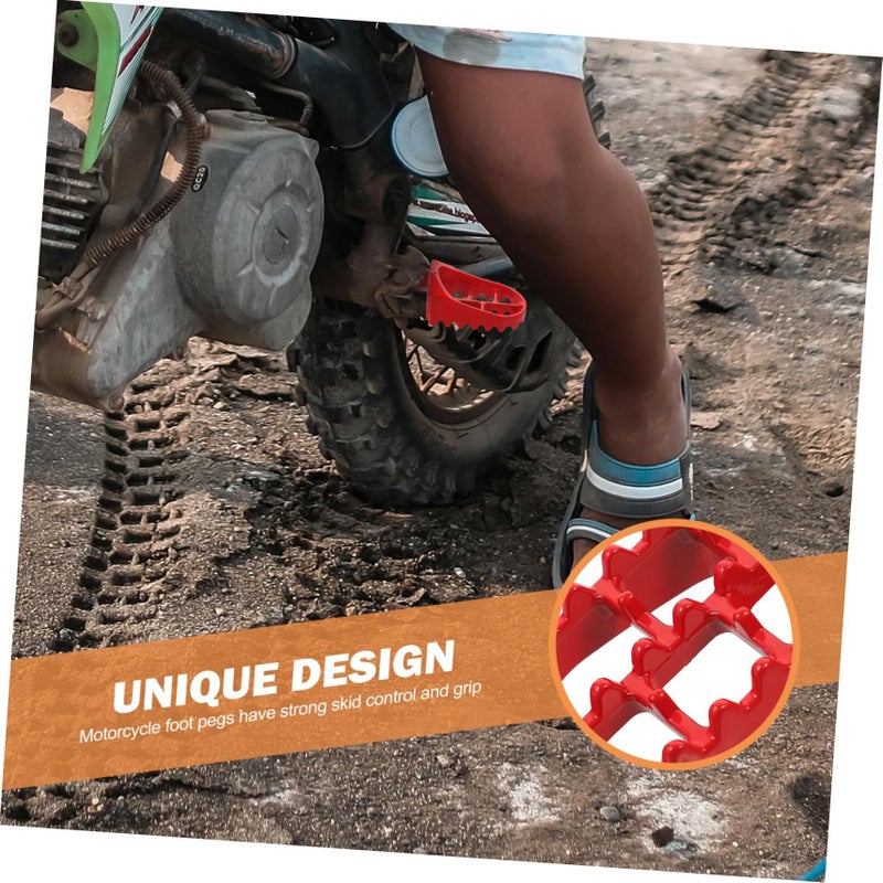 Red Motorcycle Foot Pegs for Front Footrest Teen Stylish Design Enhanced Grip Offroad 11x5x4cm - Image 4