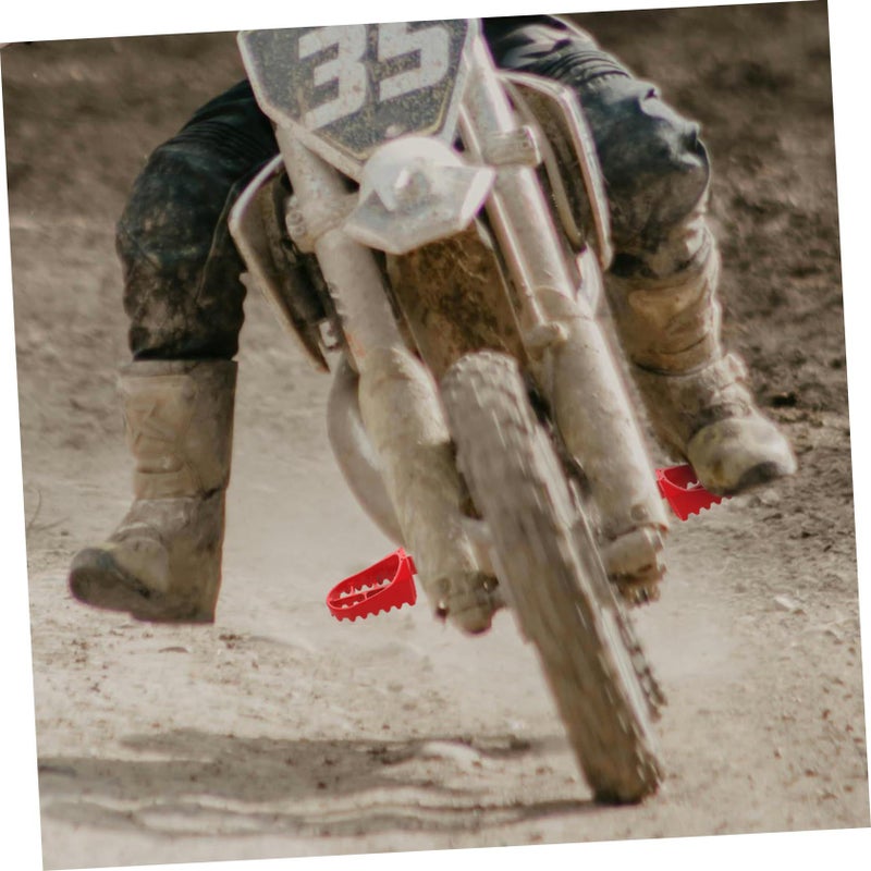Red Motorcycle Foot Pegs for Front Footrest Teen Stylish Design Enhanced Grip Offroad 11x5x4cm - Image 3