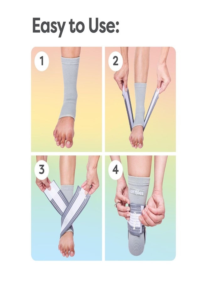 ZenToes Ankle Support Brace for Women and Men, Easy to Use Compression Sleeve with Adjustable Stabilizer Wrap, Wear with Shoes and Socks, Helps Prevent Sprained Ankle Injury - 1 Count (Gray, One Size) - Image 5
