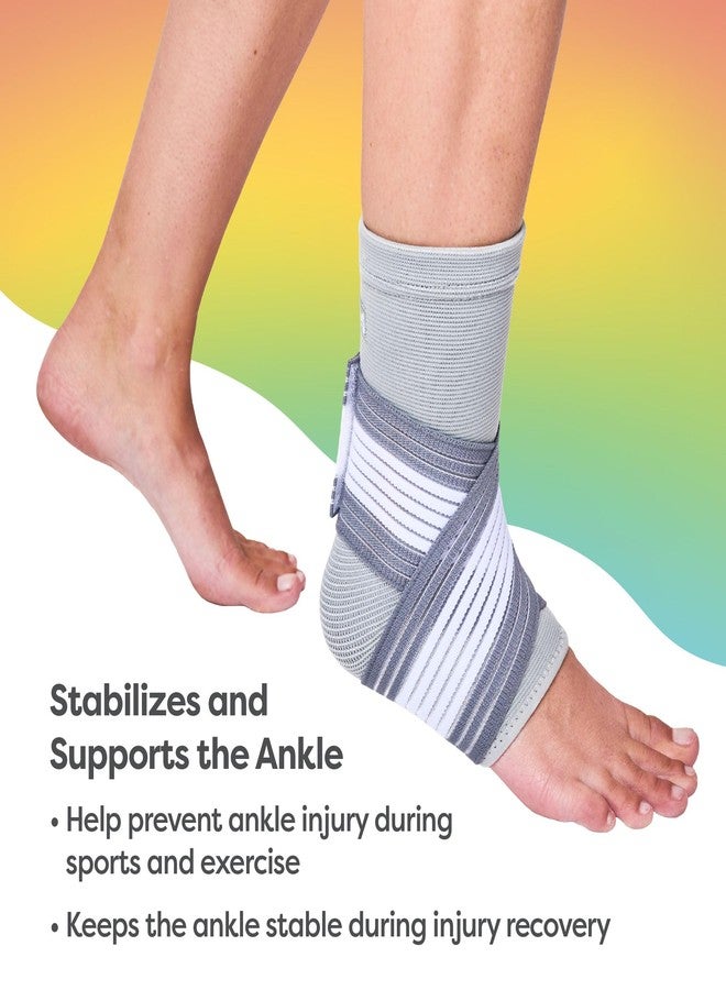ZenToes Ankle Support Brace for Women and Men, Easy to Use Compression Sleeve with Adjustable Stabilizer Wrap, Wear with Shoes and Socks, Helps Prevent Sprained Ankle Injury - 1 Count (Gray, One Size) - Image 2
