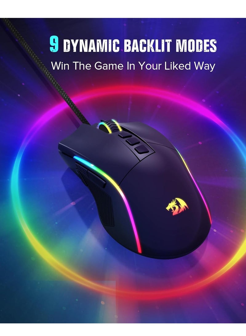 REDRAGON Plank M812-RGB Wired Gaming Mouse 16,000 DPI Optical Sensor, Mouse with Fire Button, Macro Editing Programmable RGB Ergonomic Mouse for Laptop/PC/Ma - Image 4