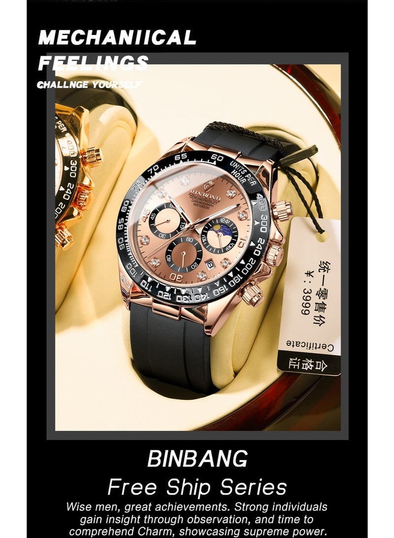 BINBOND Men's Multifunctional Sports Luminous Waterproof Quartz Watch - Image 4