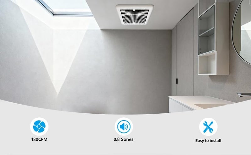 Tech Drive Bathroom Fan - 130 CFM, 0.8 Sone, No Attic Access Needed, 6-Inch Duct Very Quiet Ventilation Exhaust Fan, Easy to Install Ceiling Mounted, White,ETL Certified - Image 5