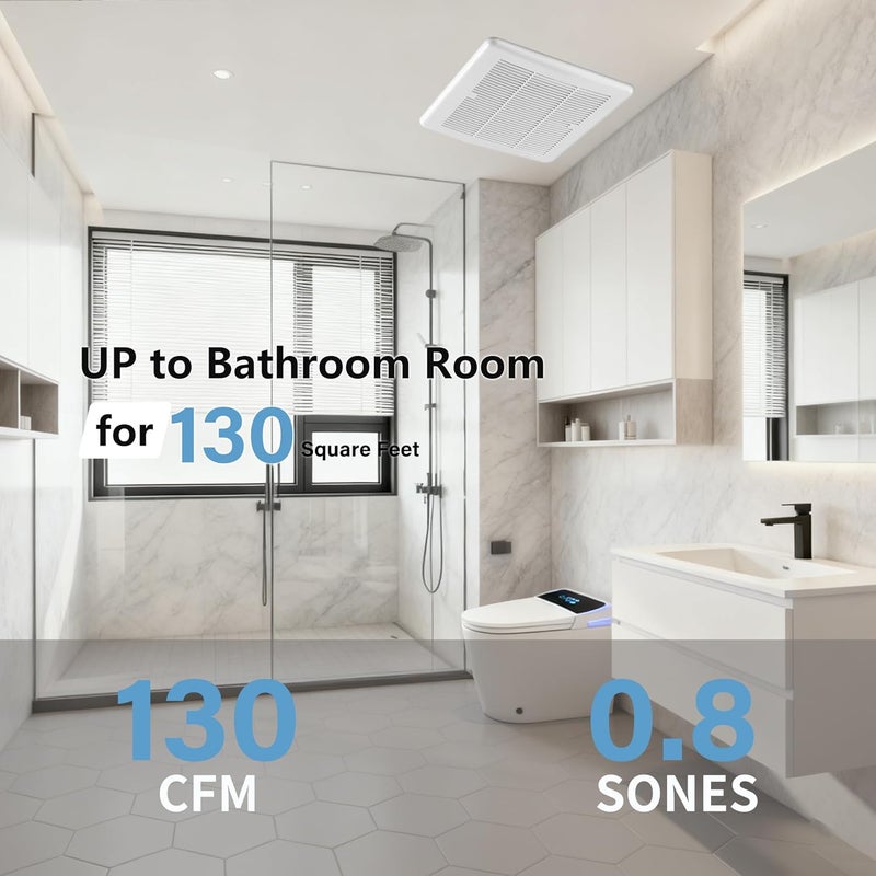 Tech Drive Bathroom Fan - 130 CFM, 0.8 Sone, No Attic Access Needed, 6-Inch Duct Very Quiet Ventilation Exhaust Fan, Easy to Install Ceiling Mounted, White,ETL Certified - Image 3