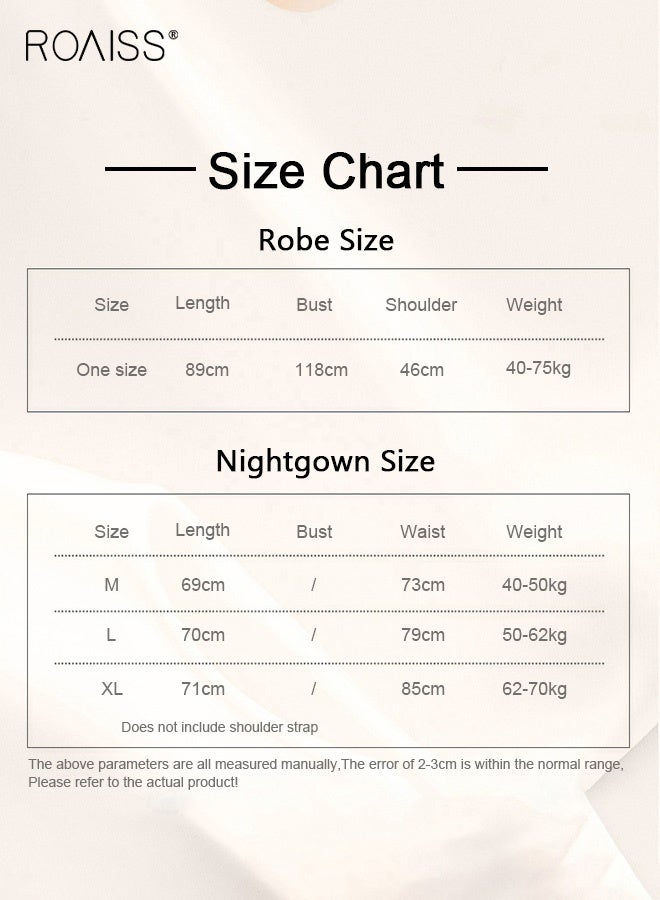 رويس مجموعة مكونة من قطعتين لبيجامات نسائية بتصميم عنق V تحتوي المجموعة على بدلة منزلية للنساء بنفس اللون وروب خارجي وعنصر دانتيل في النايتغاون - Image 4