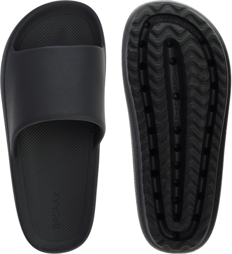 BRONAX Arch Support Slides for Women and Mens | Cushioned Thick Sole Pain Relief Slippers 9-10 Women/7.5-8.5 Men Black - Image 4