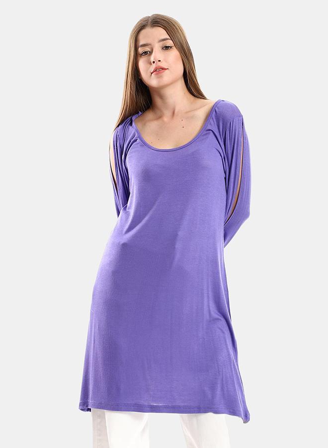 kady Jamila Women Wide Round Collar Tunic With Sided Sleeves Slits ,purple-XXL - Image 1