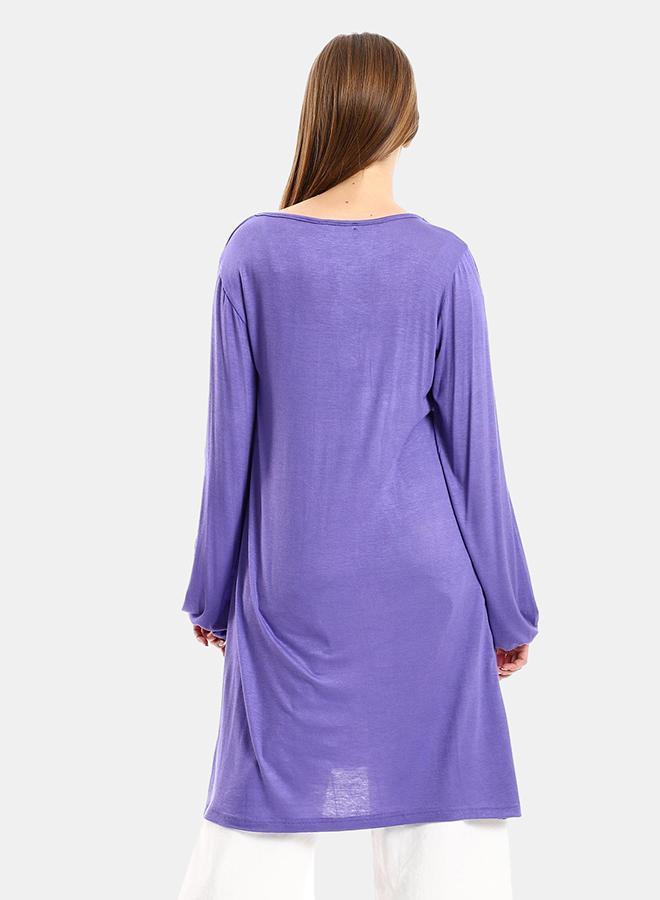 kady Jamila Women Wide Round Collar Tunic With Sided Sleeves Slits ,purple-XXL - Image 3